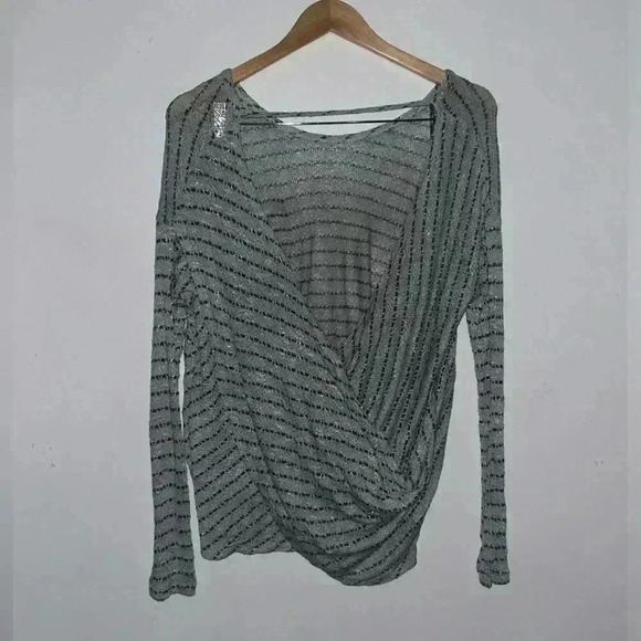 Free People Island Girl Stripe Hacci Draped Knit Blouse - Picture 3 of 8